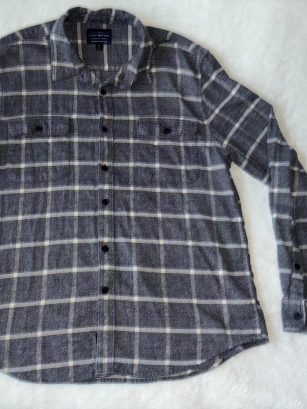 Lucky Brand Men's Soft Grey Flannel Shirt